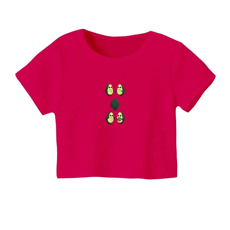 کراپ‌ تی‌شرت آستین کوتاه زنانه مدل آووکادو