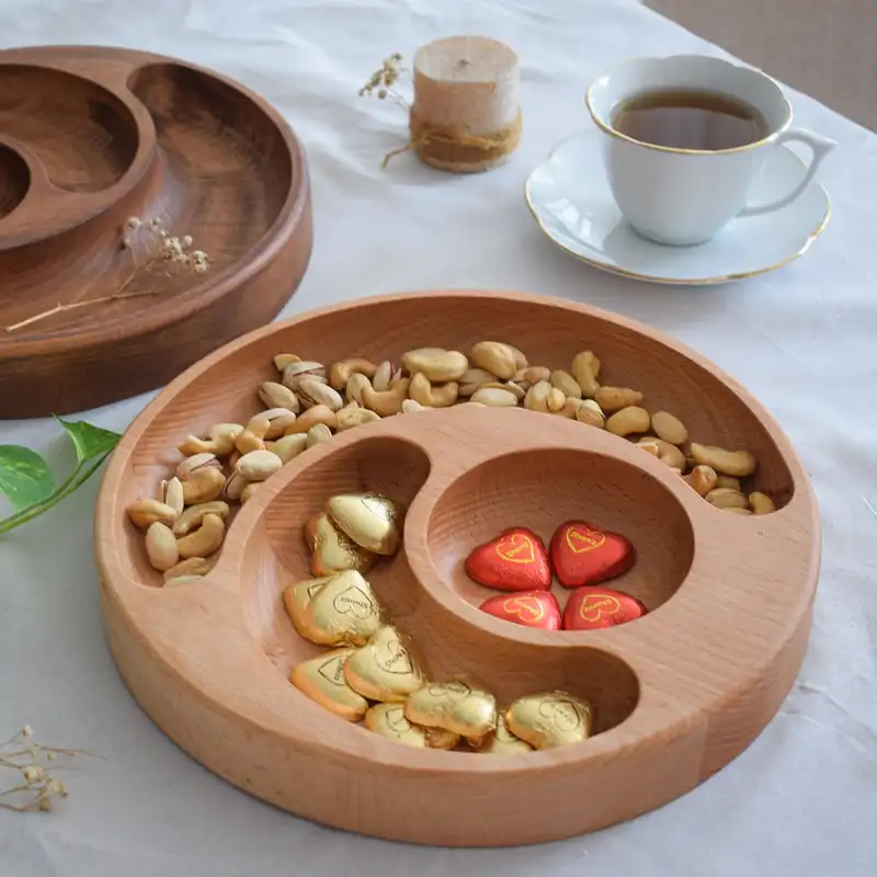 ظرف سرو چوبی گردوچ مدل مهتاب کد DK - 6060