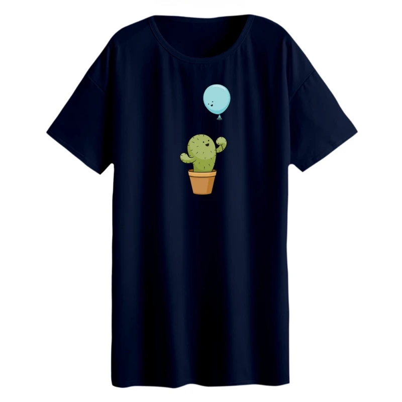 تی شرت لانگ زنانه مدل کاکتوس و بادکنک کد 2