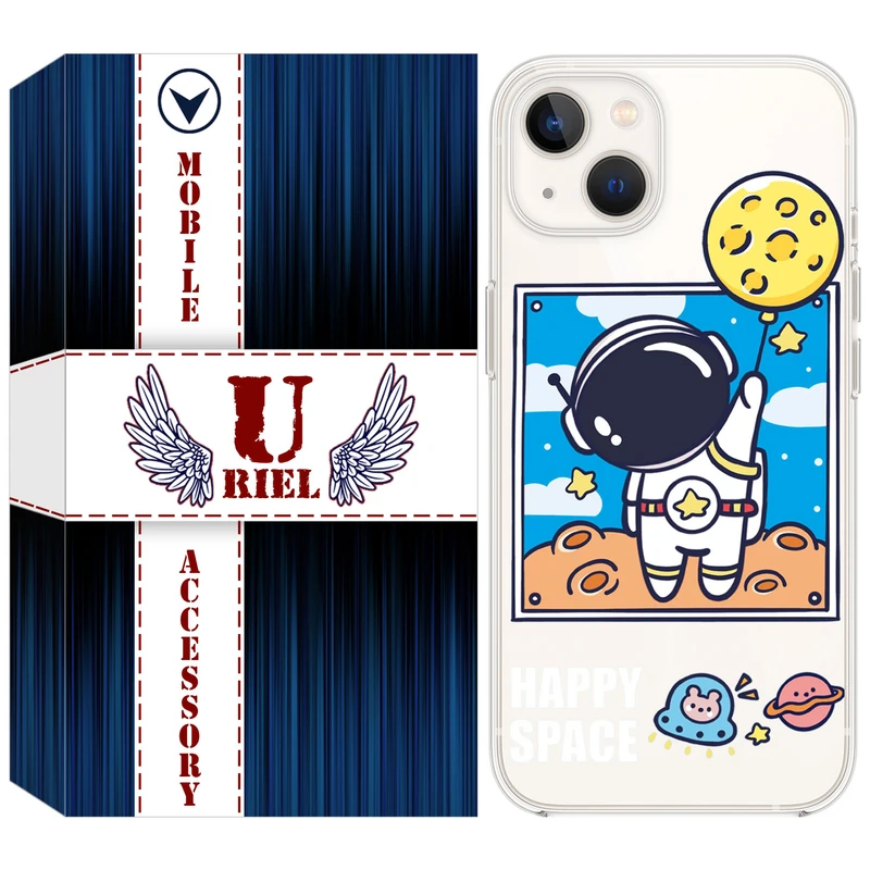 کاور یوریل مدل Clear کد 7 طرح فضانورد مناسب برای گوشی موبایل اپل iPhone 13 mini