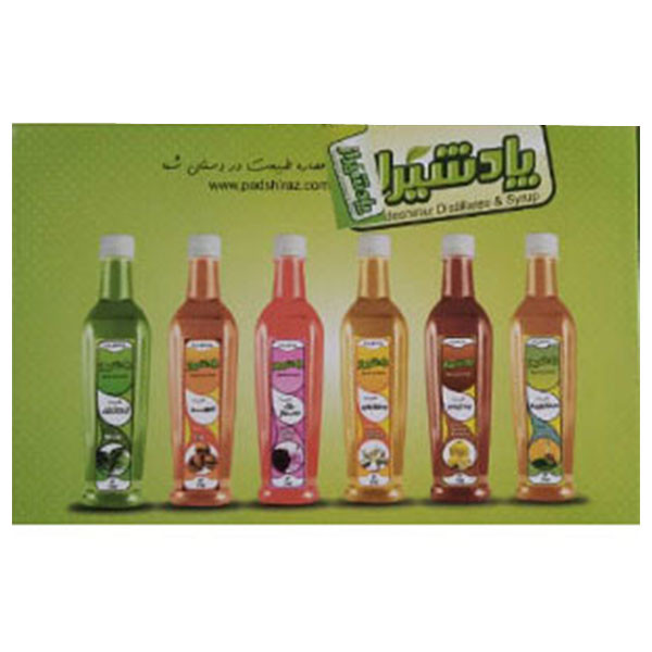پک شربت سکنجبینو به لیمو و بهارنارنج و گل سرخ-انجیر و نعناع پاد شیراز- 700 گرم مجموعه 6 عددی