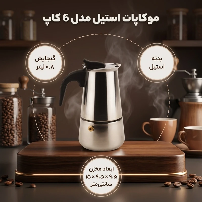 عکس شماره 3 : موکاپات مدل استیل 6 کاپ