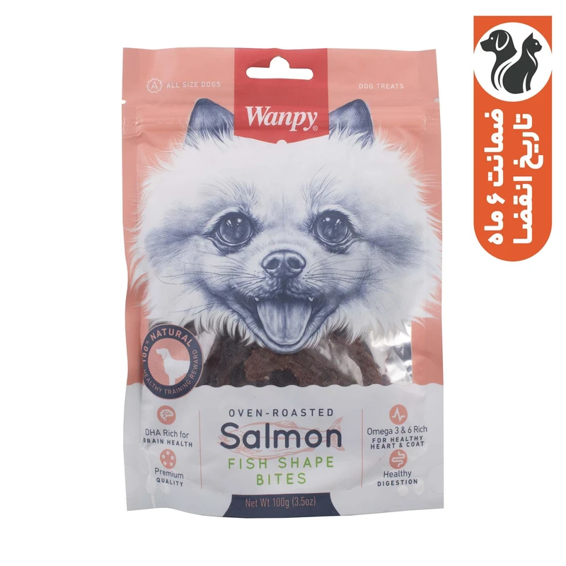 غذای سگ ون پی مدل SALMON FISH SHAPE BITES وزن 100 گرم