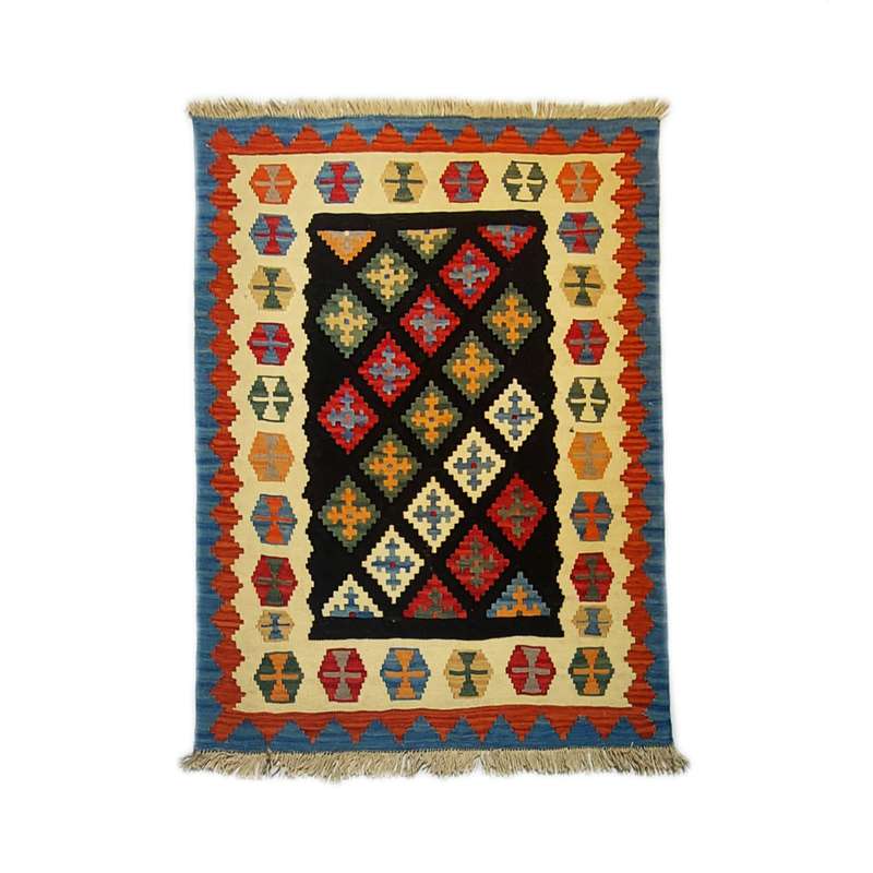 گلیم دستبافت یک و نیم متری طرح شیرازی کد 15010037