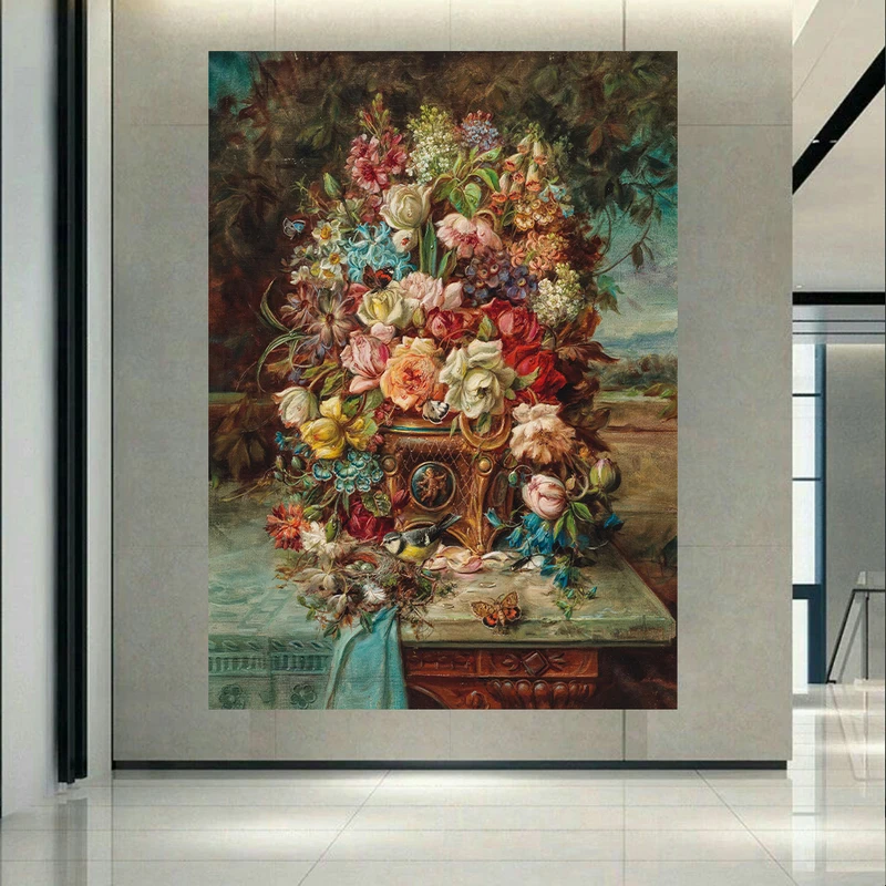 پوستر پارچه ای طرح مخمل گلدان زیبای کلاسیک مدل اثر هانس زاتزکا کد AR302405