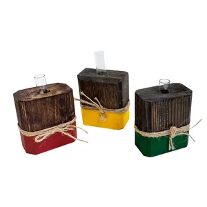 گلدان چوبی مدل مکعبی بسته 3 عددی