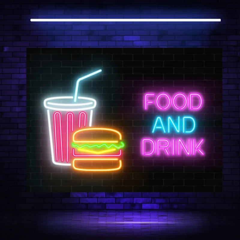 تابلو بوم مخمل بلک لایت طرح نوشیدنی و خوراکی مدل دیپ کد BK23335