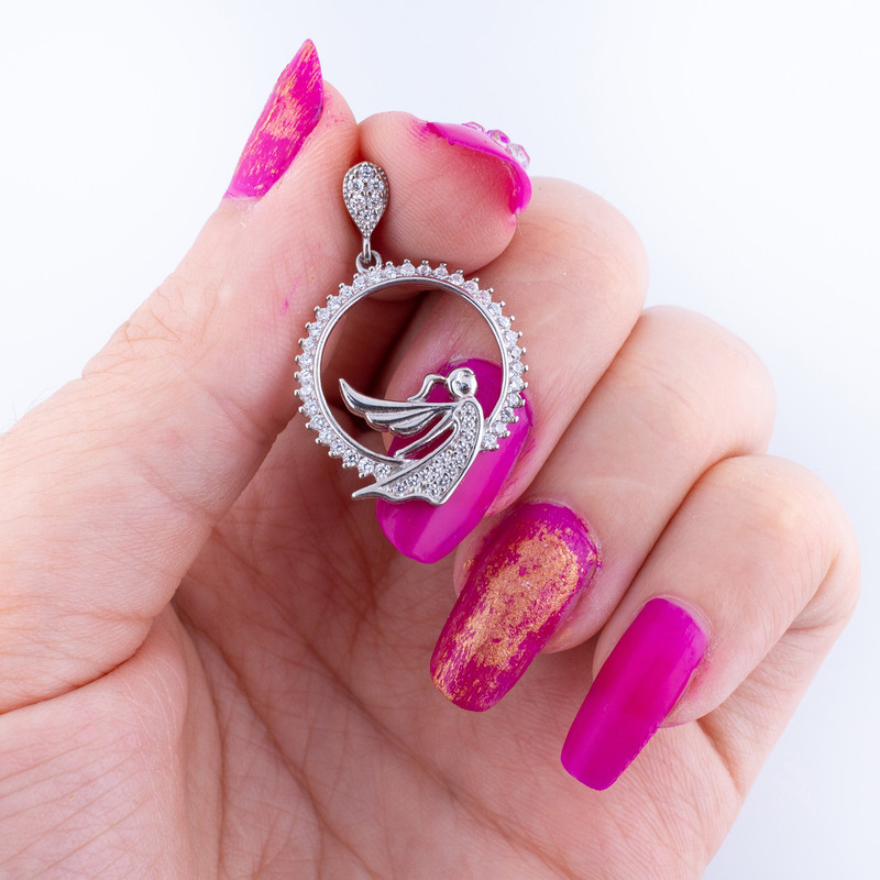 آویز گردنبند نقره زنانه مدل آنجل AMT_M091