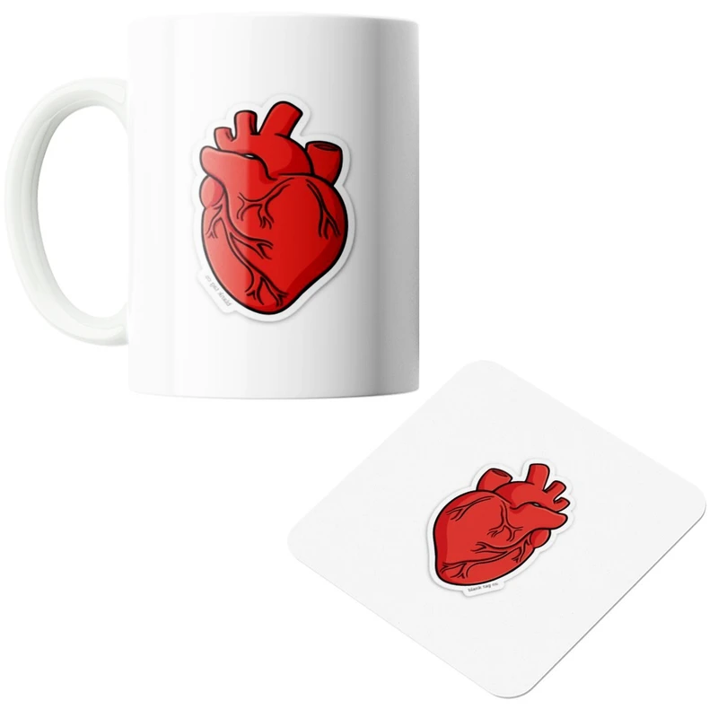 ماگ پاد آفرین مدل قلبی کد1 به همراه زیرلیوانی