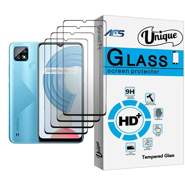 محافظ صفحه نمایش ای اف اس مدل Unique Glass MIX004 مناسب برای گوشی موبایل ریلمی C21 بسته چهار عددی