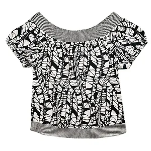 بلوز آستین کوتاه یقه قایقی زنانه مدل 7115