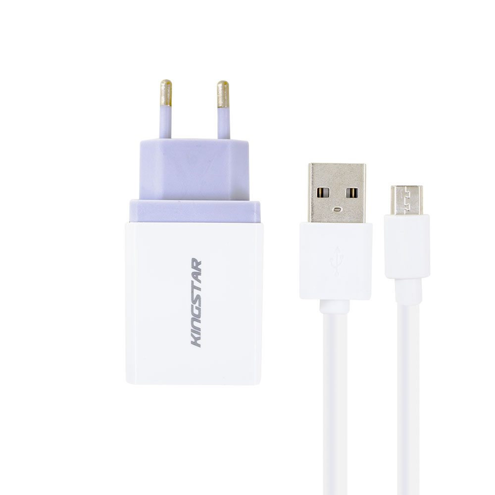 شارژر دیواری کینگ استار مدل KW155 A به همراه کابل تبدیل microUSB