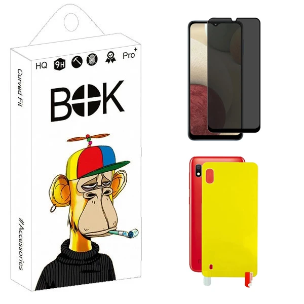 محافظ صفحه نمایش حریم شخصی بوک مدل Carbon Plus مناسب برای گوشی موبایل سامسونگ Galaxy A10 به همراه محافظ پشت گوشی