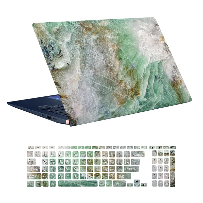 استیکر لپ تاپ توییجین و موییجین طرح Marble کد 39 مناسب برای لپ تاپ 15.6 اینچ به همراه برچسب حروف فارسی کیبورد 