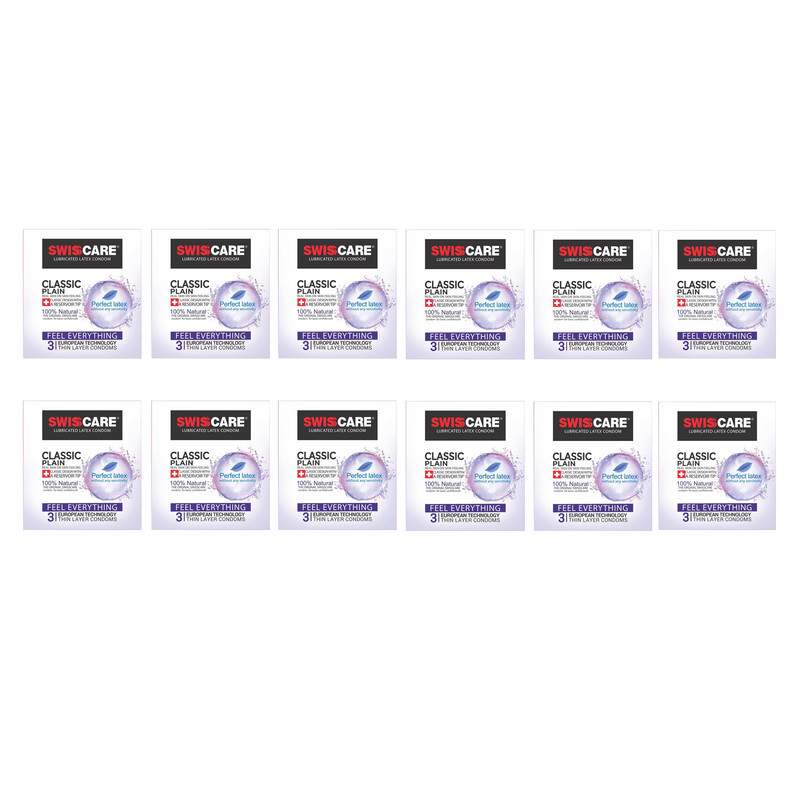 کاندوم سوئیس کر مدل Classic Plain مجموعه 12 عددی