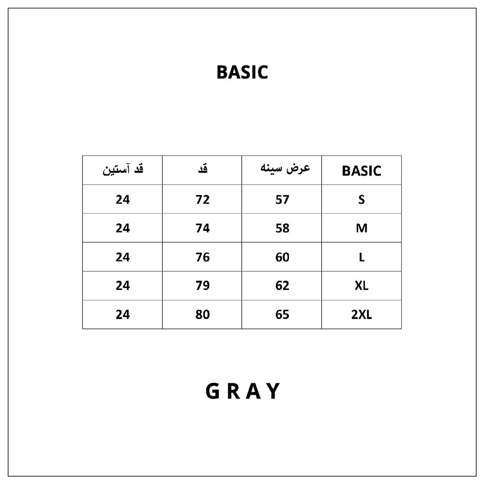 تیشرت آستین کوتاه مردانه گری مدل H36 -  - 4