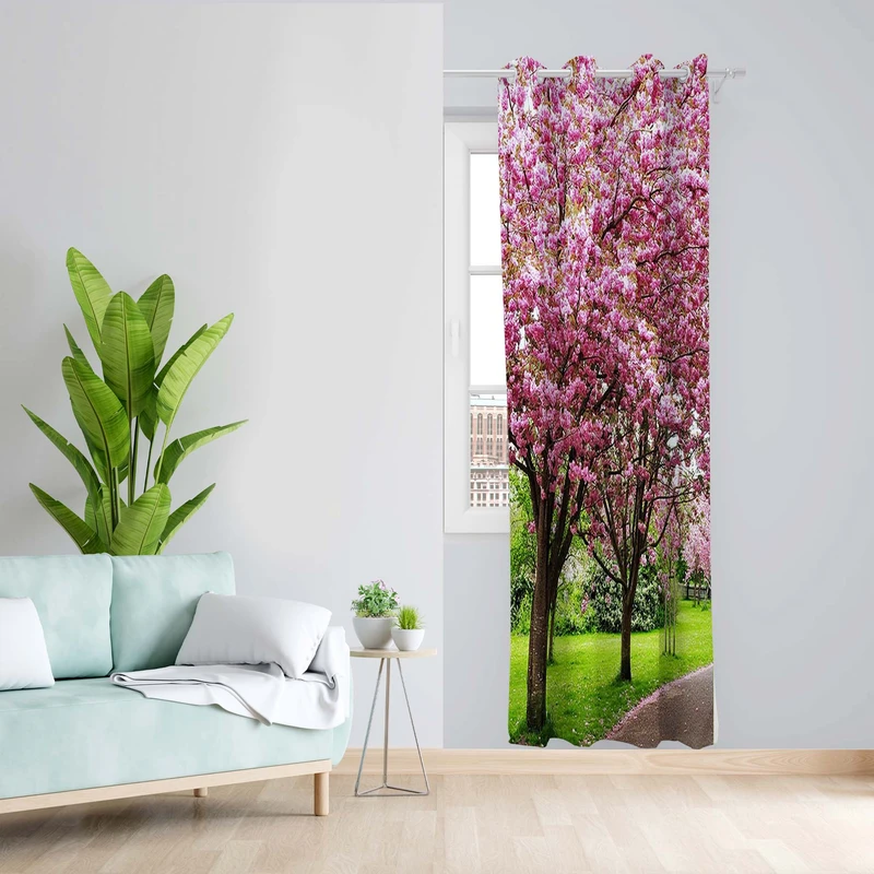 پرده طرح شکوفه بهاری مدل مخمل پانچی کد 5246L z سایز 140x200 سانتی متر