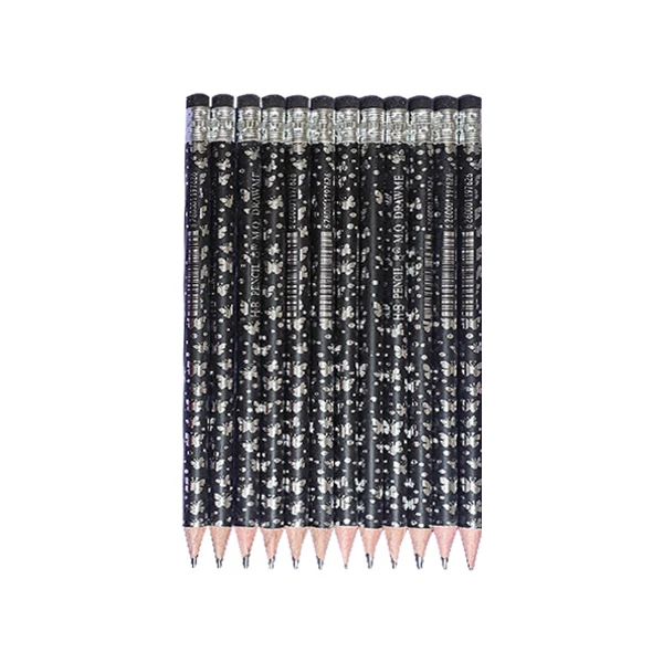 مداد مشکی مدل ام کیو طرح پروانه کد اچ 44 مجموعه 12 عددی