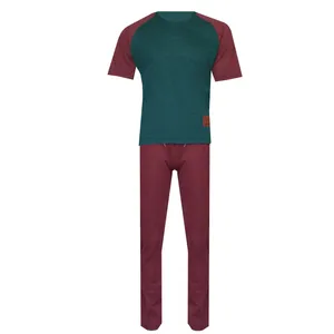 ست تی شرت و شلوار مردانه لباس خونه کد 990803 رنگ زرشکی
