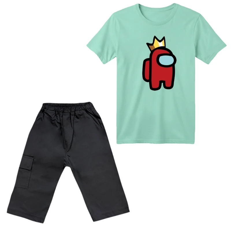 ست تی‌شرت آستین کوتاه و شلوارک پسرانه مدل امانگ آس