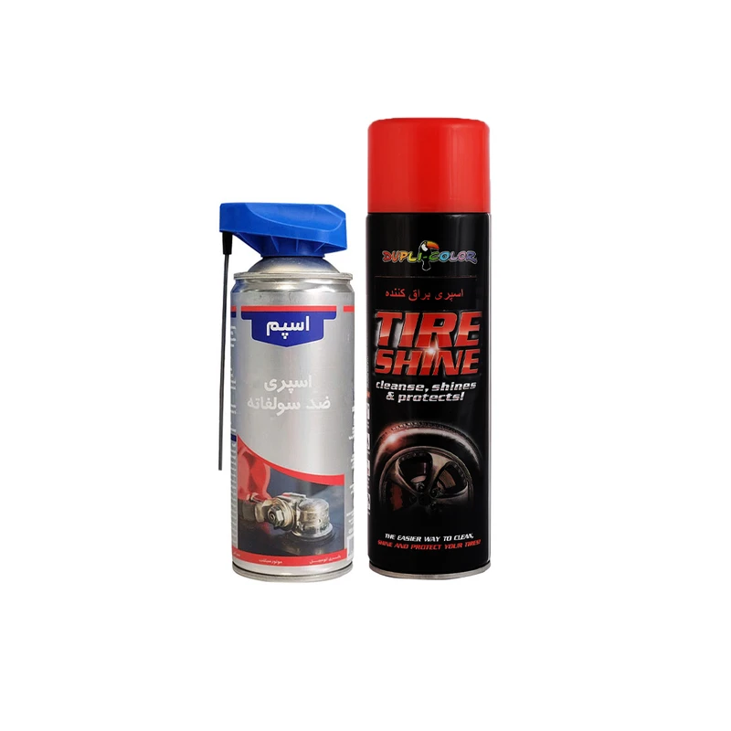 اسپری براق کننده لاستیک و ضدسولفاته دوپلی کالر مدل SHINE حجم 500 میلی لیتر