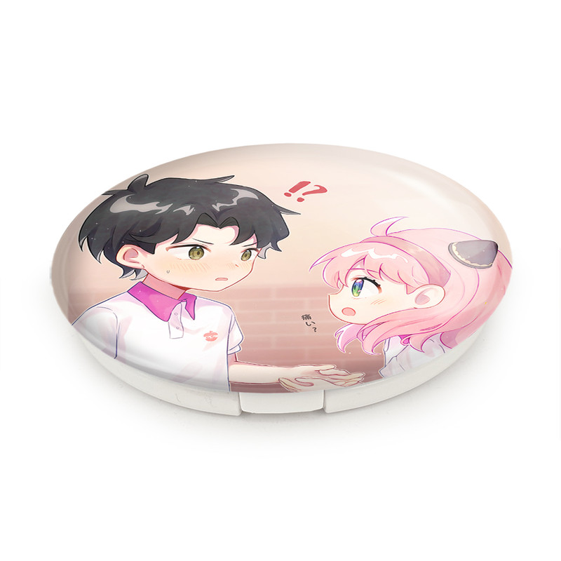 آینه جیبی خندالو طرح انیا فورجر و دامیان دزموند انیمه اسپای ایکس فمیلی Spy x Family مدل تاشو کد 17729