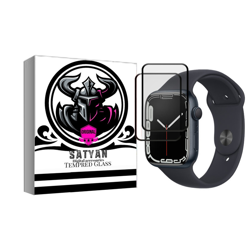  محافظ صفحه نمایش ساتیان گلس مدل PMMA مناسب برای اپل واچ Watch 45mm Series7 Aluminum بسته دوعددی