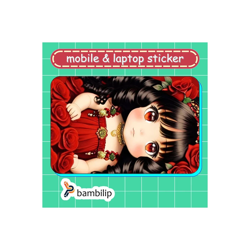 استیکر بامبیلیپ مدل کارت عابر طرح دختر و رزهای قرمز کد 5245171