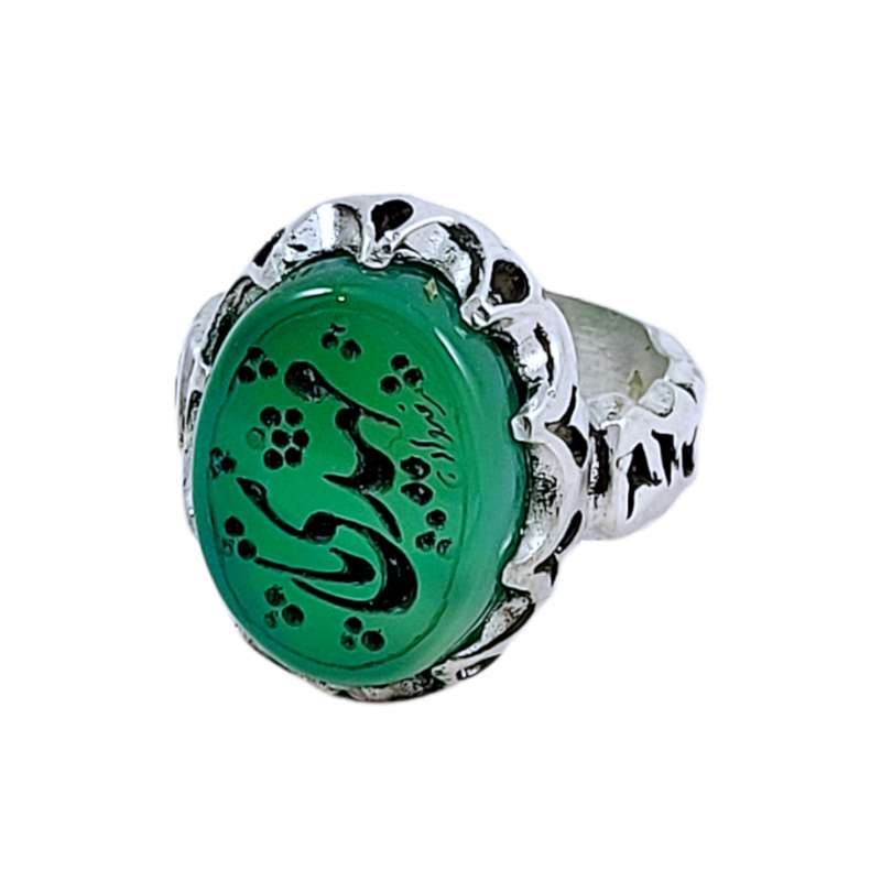 انگشتر نقره مردانه مدل عقیق حکاکی یا مهدی