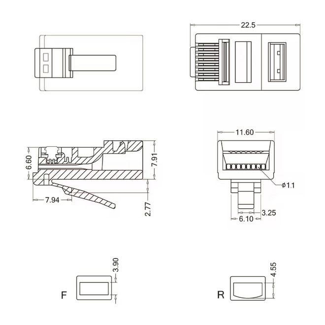 سوکت شبکه Cat6 مدل RJ45 بسته 10 عددی