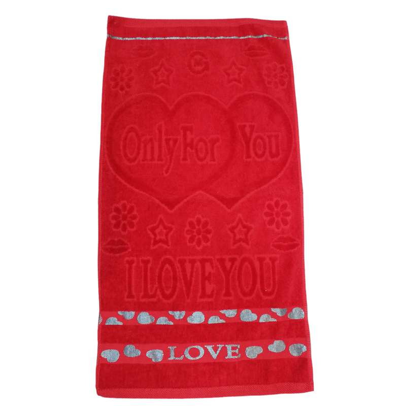 حوله دستی طرح i love you سایز 80 × 40 سانتی متر