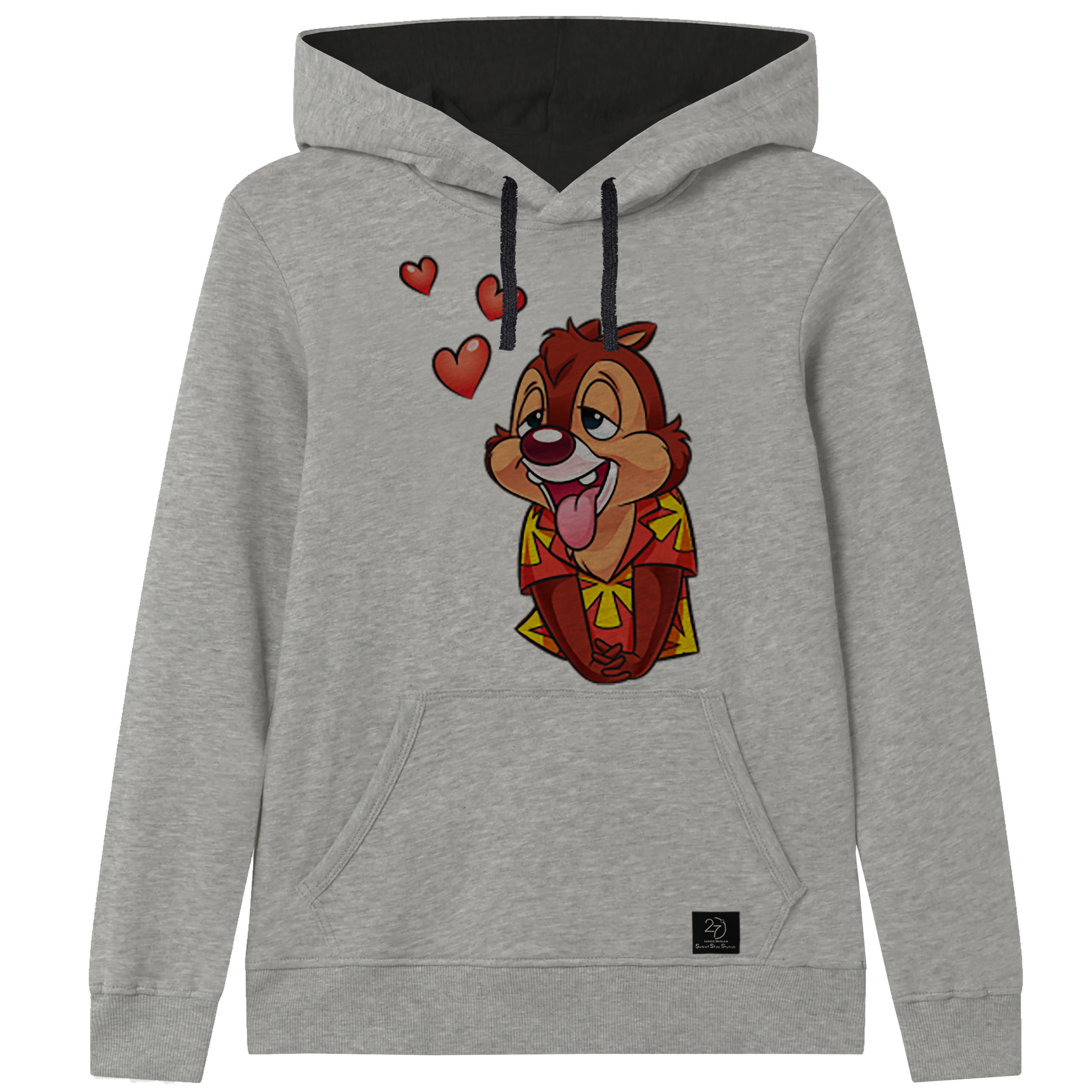 هودی دخترانه 27 مدل قلبی کد V39 رنگ طوسی