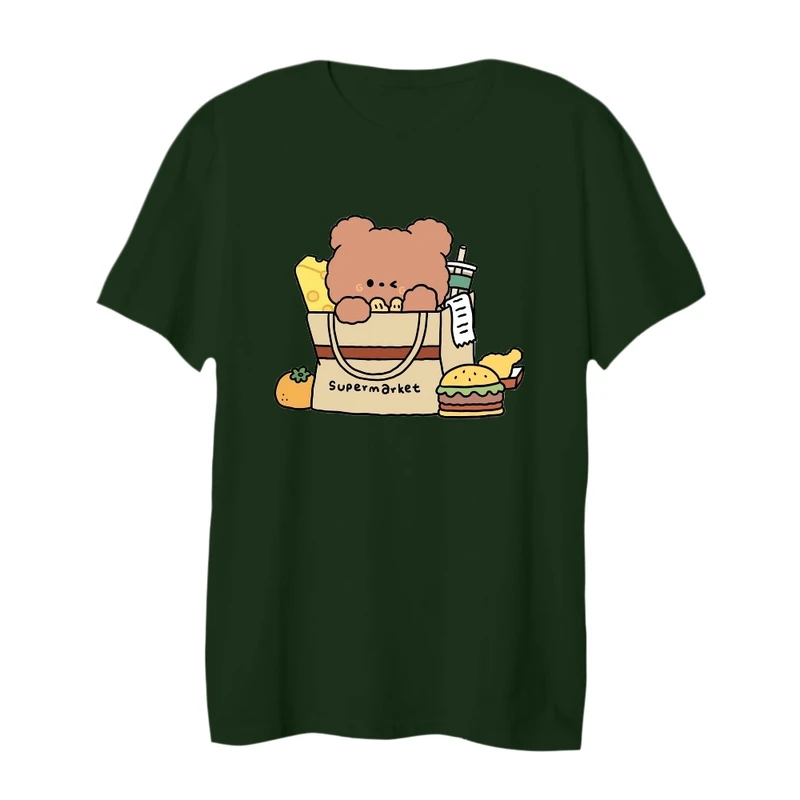 تی شرت لانگ زنانه مدل خرس سوپرمارکت