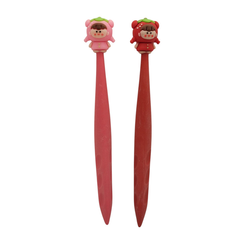 پاک کن مدل قلمی طرح دختر و توت فرنگی مجموعه 2 عددی