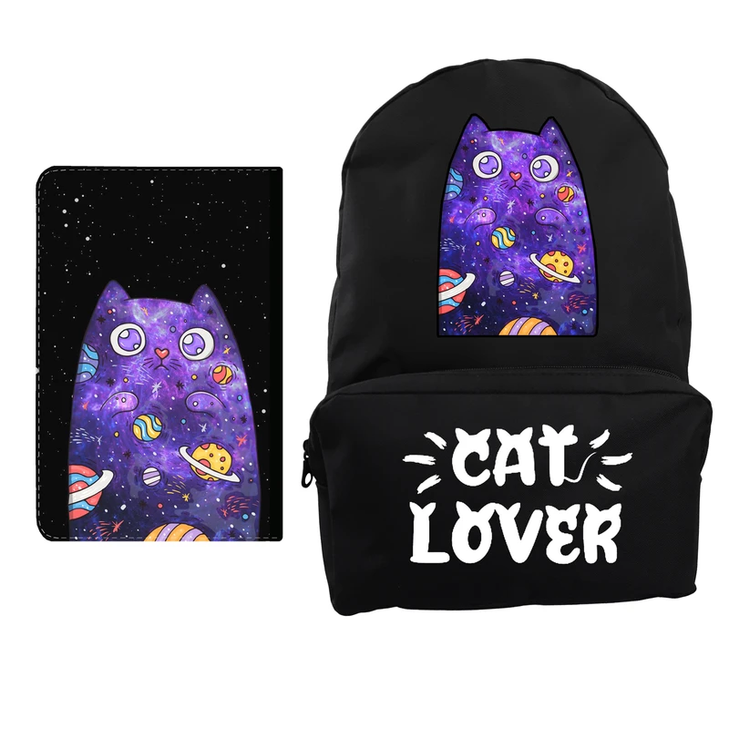 کوله پشتی مدل گربه گلکسی کد Kp 27 به همراه کلاسور