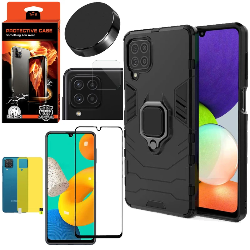 کاور کینگ کونگ مدل BATMAN مناسب برای گوشی موبایل سامسونگ Galaxy A22 4G/M22 4G/M32 4G به همراه محافظ صفحه نمایش و محافظ لنز دوربین و برچسب محافظ پشت و پایه نگهدارنده گوشی 
