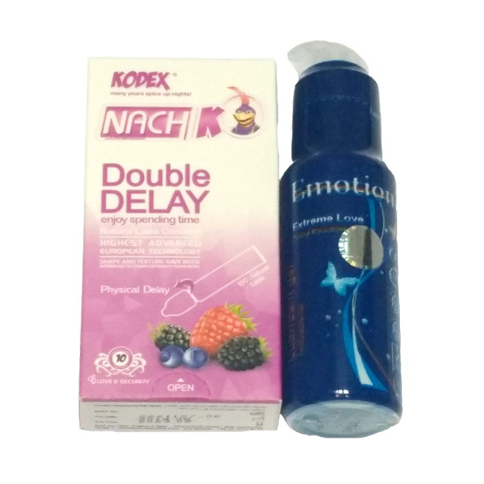 کاندوم کدکس مدل Double Delay بسته 12 عددی به همراه ژل ایموشن مدل Extreme Love