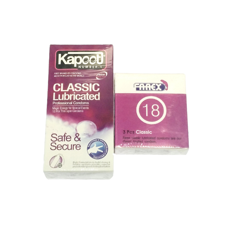 کاندوم کاپوت مدل Classic Lubricated بسته 12 عددی به همراه کاندوم فارکس مدل Classic بسته 3 عددی