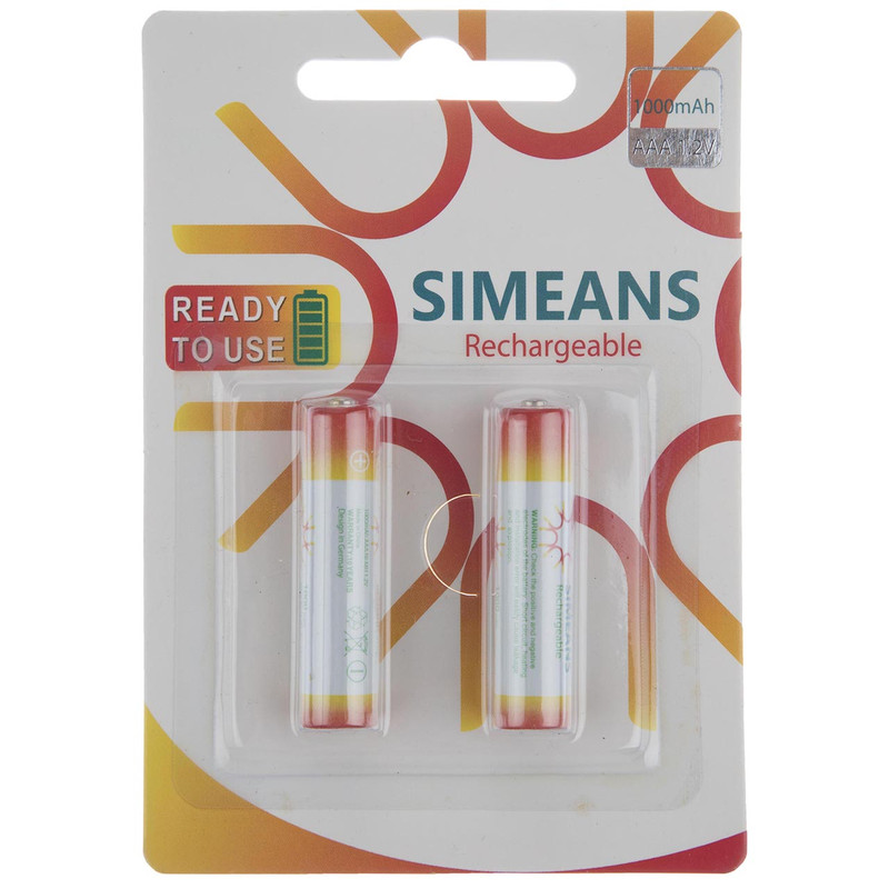 باتری نیم قلمی قابل شارژ سایمینس مدل Rechargeable 1000mAh بسته 2 عددی