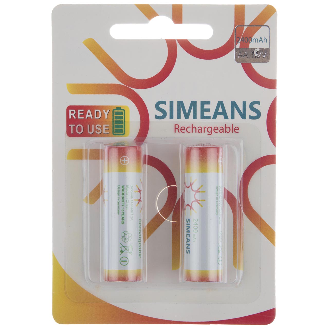 باتری قلمی قابل شارژ سایمینس مدل Rechargeable 2400mAh بسته 2 عددی