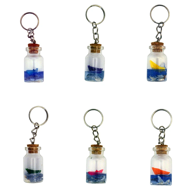 جاکلیدی مدل شیشه‌ای طرح قایق مجموعه 6 عددی