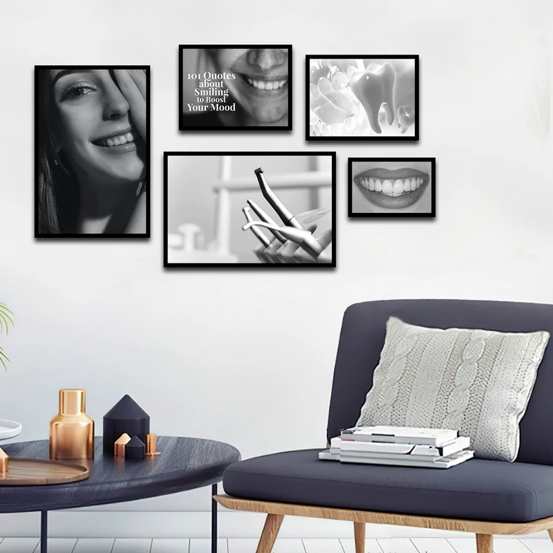 تابلو بکلیت طرح لبخند و مطب دندانپزشکی مدل B-1571 مجموعه 5 عددی