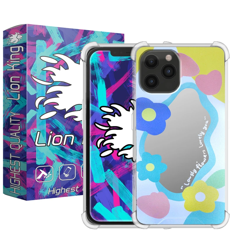 کاور لاین کینگ مدل آینه ایی طرح گل مناسب برای گوشی موبایل اپل IPhone 13 pro Max