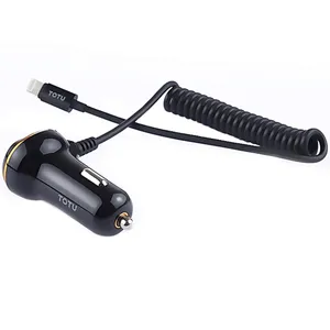  شارژر فندکی توتو مدل DCCL-04 همراه با کابل فنری لایتنینگ و درگاه مجزای USB