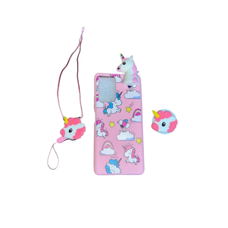 کاور طرح یونیکورن کد Y56 مناسب برای گوشی موبایل سامسونگ Galaxy A52  به همراه بند آویز و پاپ سوکت