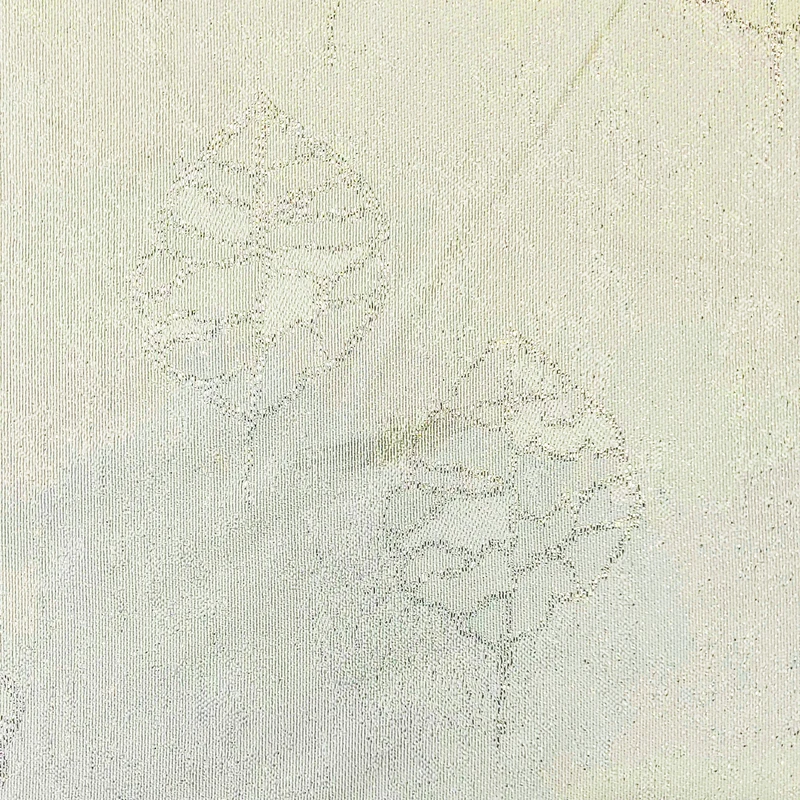 پارچه پرده عرض 3 متر مدل کرپ طرح برگ رنگ طلایی