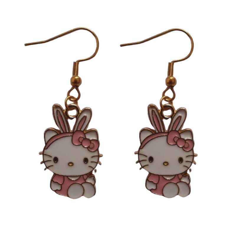گوشواره دخترانه مدل گربه هلو کیتی گوشواره دخترانه مدل گربه هلو کیتی