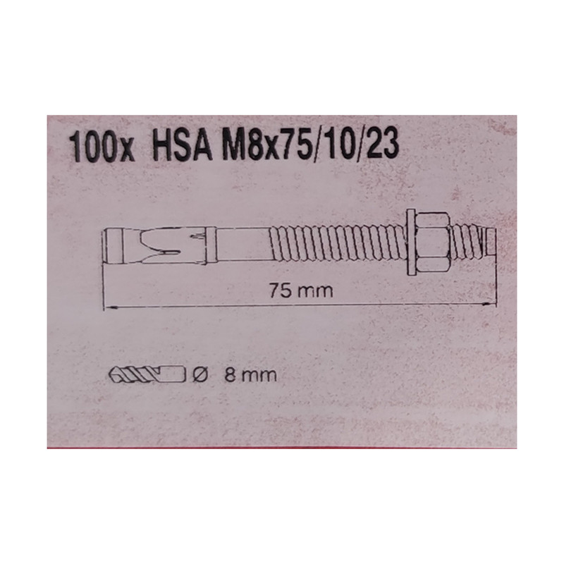 رول بولت هیلتی مدل HSA M8x75/10/23 بسته 100 عددی
