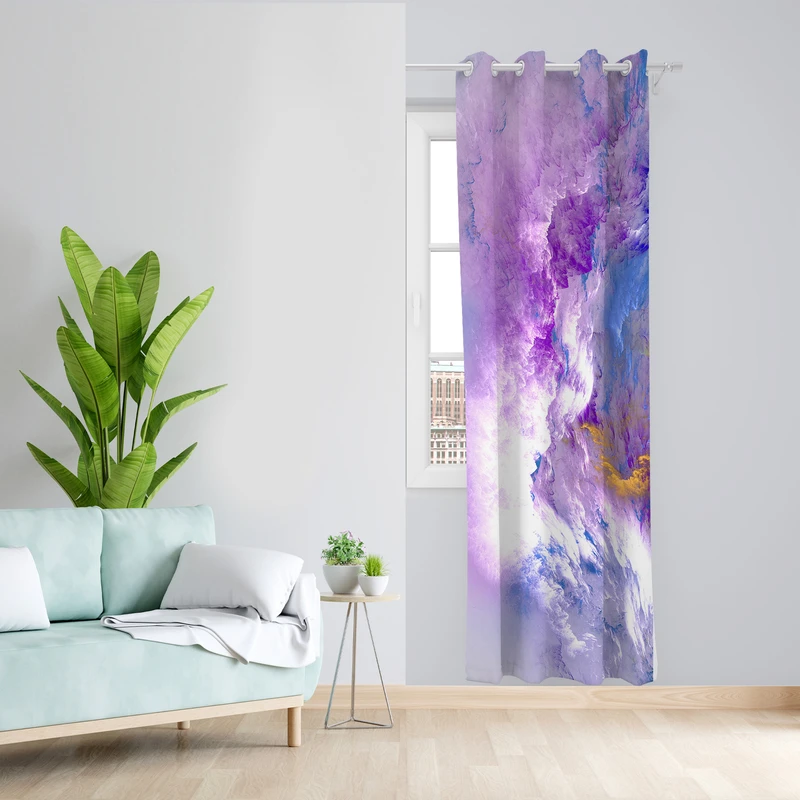 پرده طرح آبرنگی مدل مخمل پانچی کد L 1038L Z سایز 140x200 سانتی متر