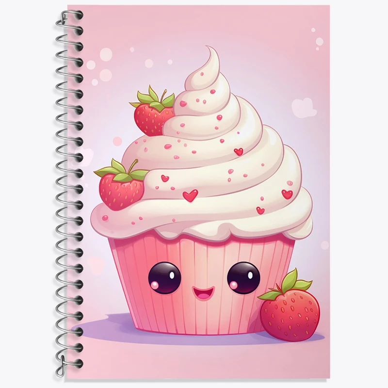 دفتر زبان 50 برگ خندالو مدل سه خط طرح کیک و شیرینی پزی کد 36671